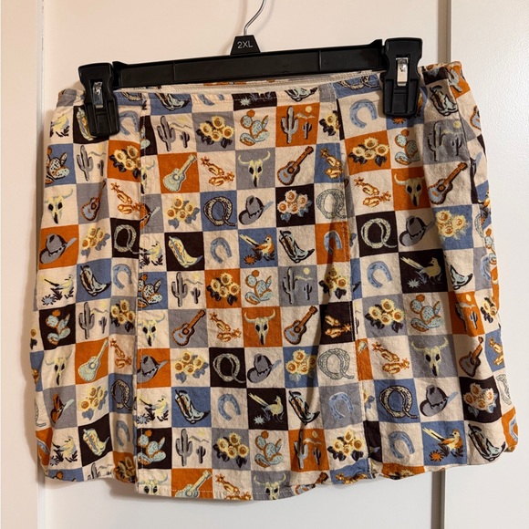 Urban Outfitters Patchwork Mini Skirt - Orange, Blue, Cream - Picture 2 of 2
